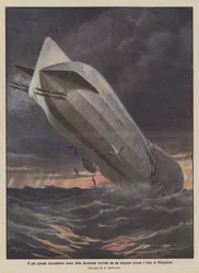 Das größte deutsche Flugzeugkreuzer von einem Orkan bei der Insel Helgoland erfasst